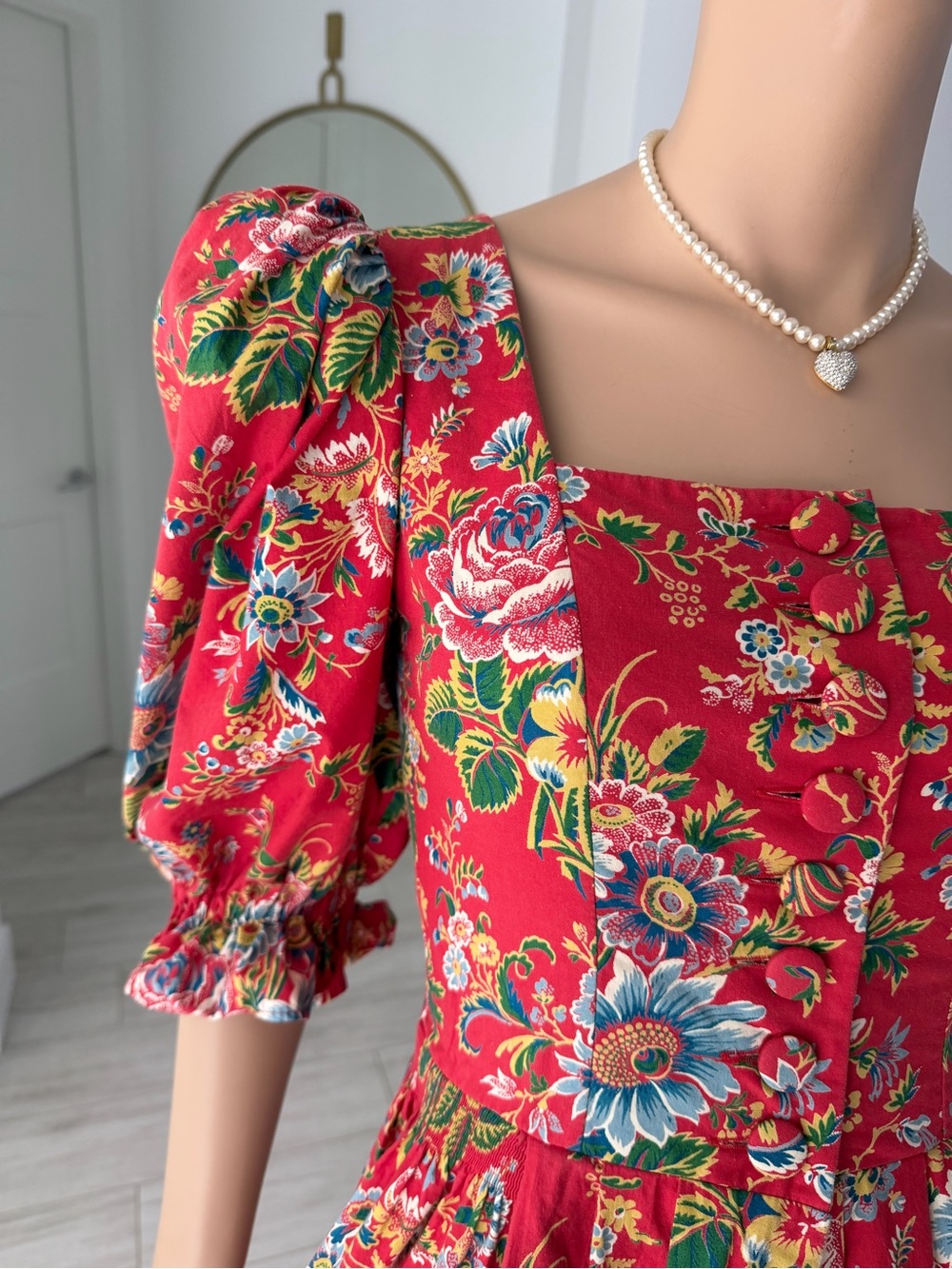 Rare Vintage Sportalm Kitzbühel Red Floral Dress | Austrian Made Size 36 / XS-S - Picture 3 of 17